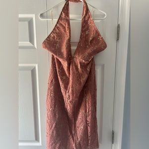 Missguided Front Cross Halter Backless Midi Dress